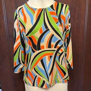 Y2K NWT Cactus Flower Geometric Leafy Swirl Pattern Top